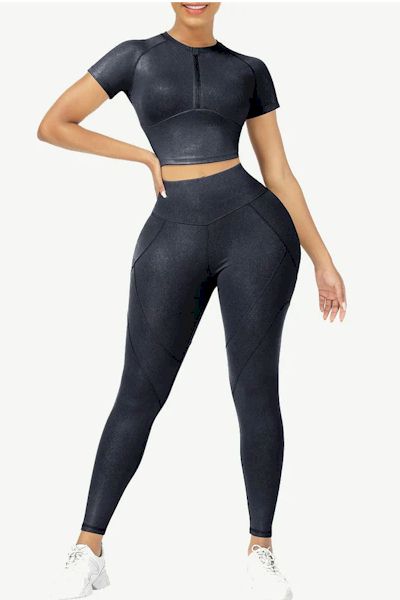 Load image into Gallery viewer, All-Day Workout Luxury: 4 - Way Stretch Yoga Suit with Soft Compression
