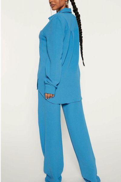 Slight Stretch Blouse and Pants Set in Elegant Pink