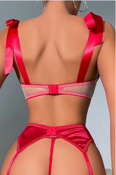 Load image into Gallery viewer, &quot;Elegant Embroidered Lingerie Set with Leg &amp; Neck Accents
