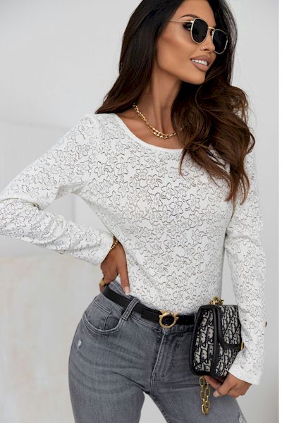 Load image into Gallery viewer, Chic in Lace: Intricate Button-Cuff Floral Bodysuit
