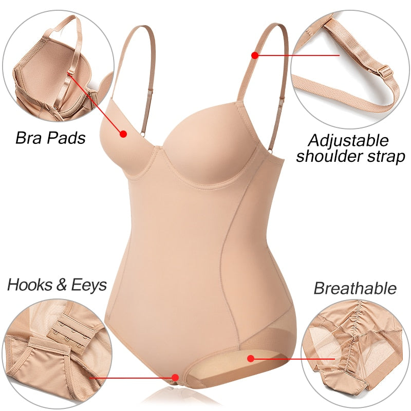 Tummy Control Body Shaper Seamless Shapewear with Built-in Bra