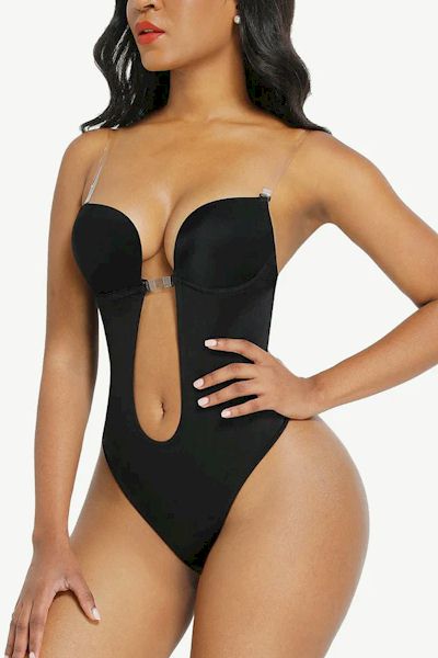 Tummy Control Bodysuit with Nubuck Shoulder Straps for a Comfortable and Confident Fit