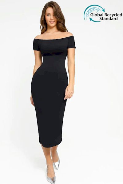 Load image into Gallery viewer, Sculpted Sophistication: Waist-Enhancing Slit Hem Dress
