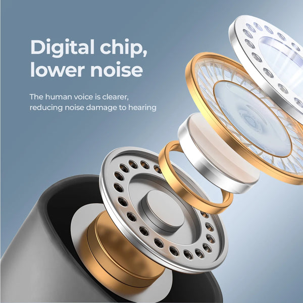 Bluetooth Hearing Device for Seniors — Rechargeable Comfort with Digital Noise Control