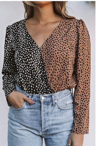 Wild Elegance: Leopard Print Wrap Bodysuit with a Twist