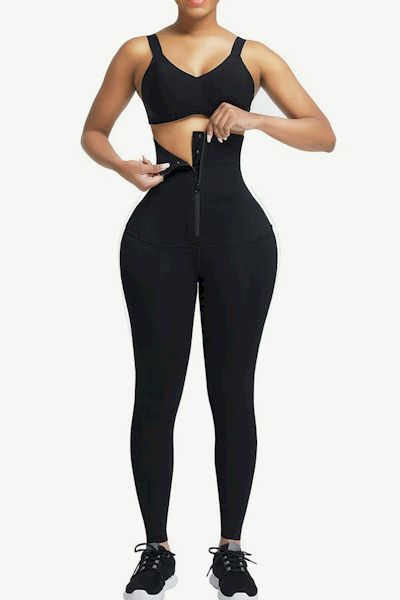 Load image into Gallery viewer, Enhanced Curves: 2-In-1 Black Waist Trainer Leggings for Hourglass Confidence
