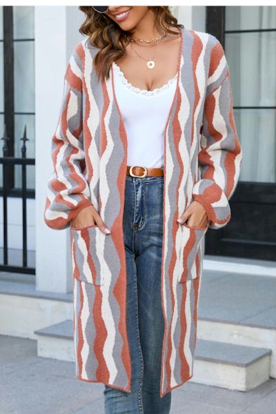 Elevate Your Style: Exquisite Knitted Colorblock Cardigan Sweater