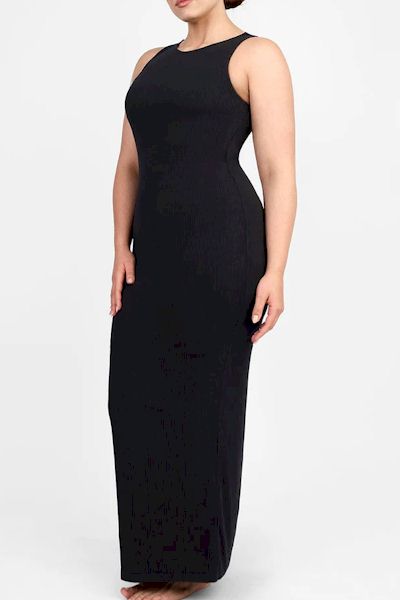 Chic Comfort: Light Support Crew Collar Shaper Maxi Dress for Fabulous Style