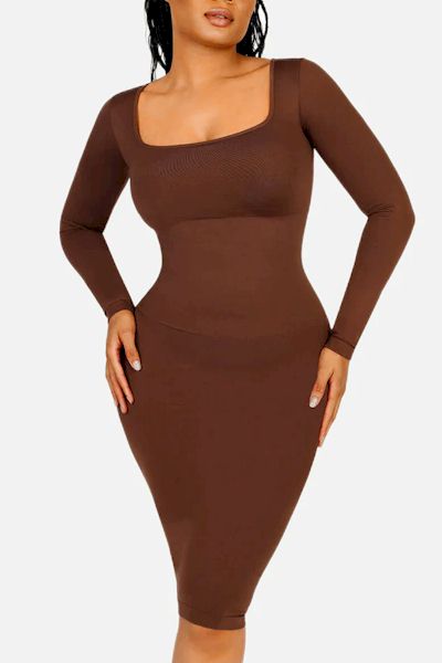 From Day to Night: Seamless Square Neck Shaper Dress for Effortless Style