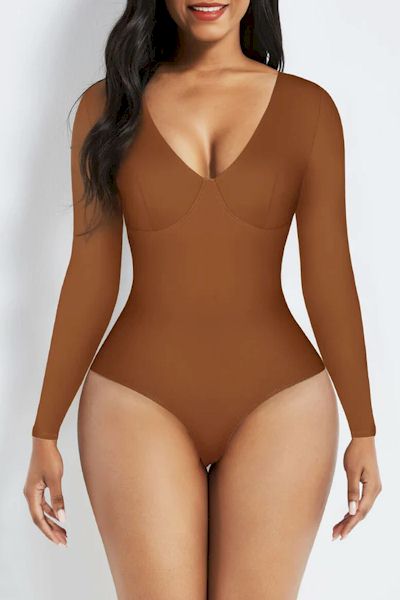 Load image into Gallery viewer, Sleek Sophistication: Long Sleeve Thong Bodysuit with Waist Control
