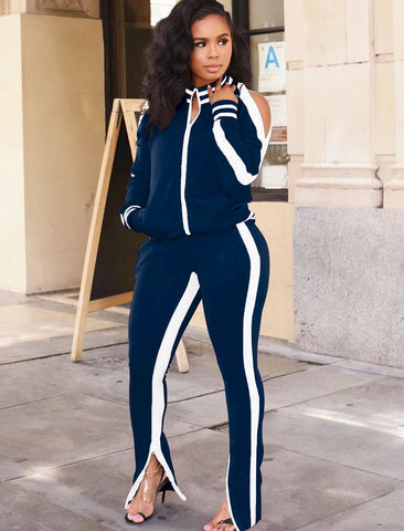 Striped Women's Tracksuit Pink and Green, Red, Blue