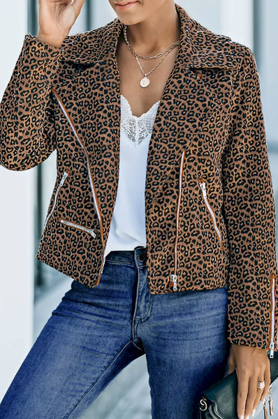 Zipped Notch Collar Short Jacket