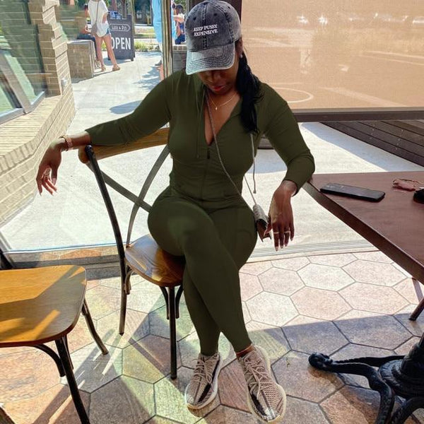 Two Piece Set, Long Sleeve Hooded Sporty Top with Matching Leggings